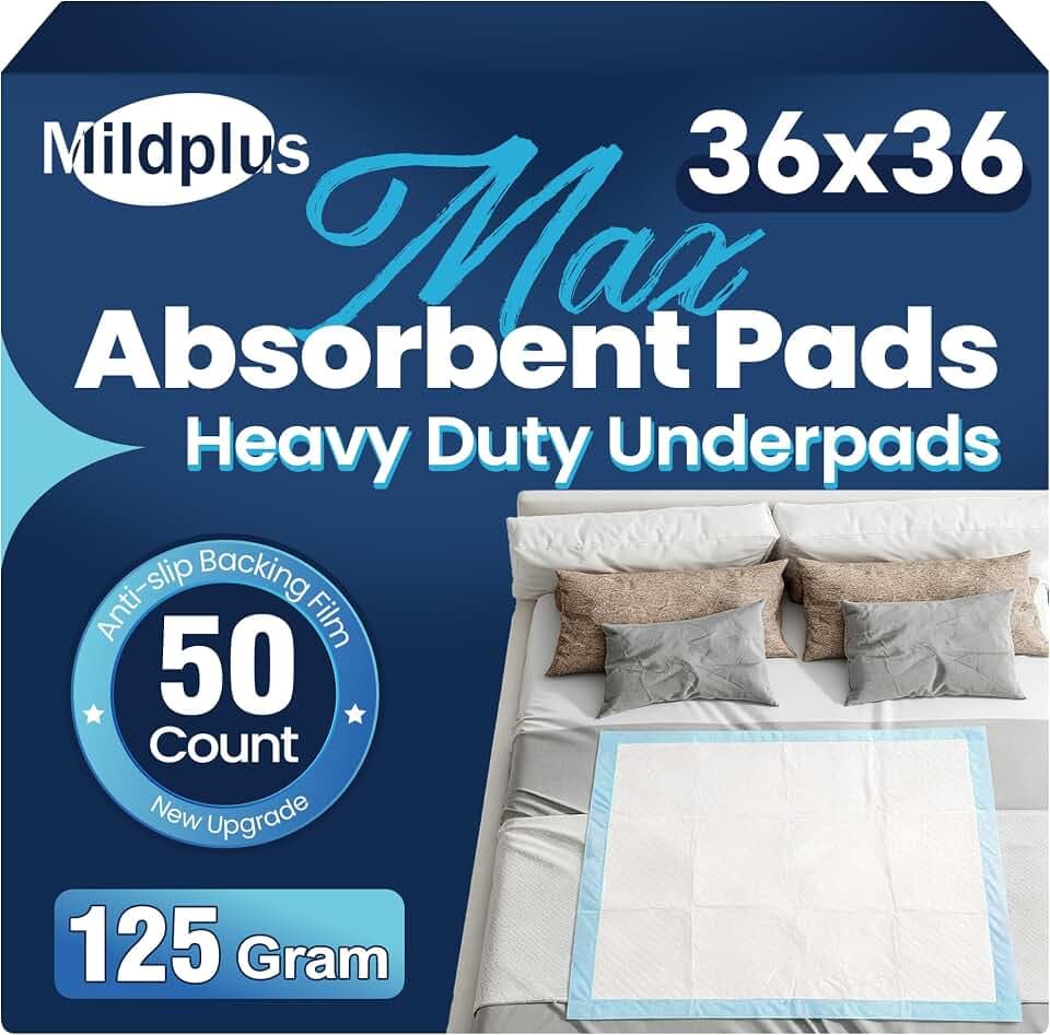 MILDPLUS Heavy Duty Underpad 36''x36'' 50 Count