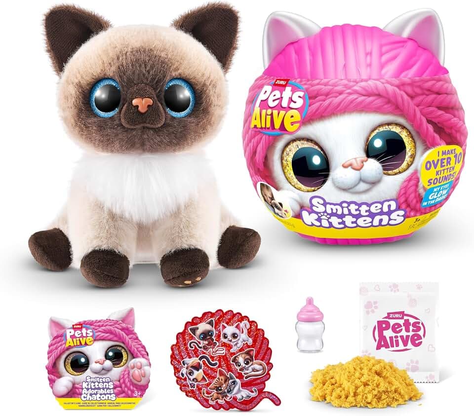 Pets Alive Smitten Kittens Surprise (Siamese Cat Mooloo) by ZURU Nurture Play Soft Toy Unboxing Adopt Interactive 10 Sounds