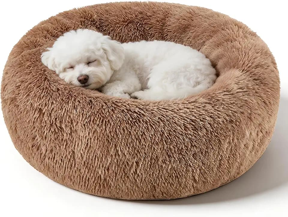 Dog Calming Beds for Small Medium Dogs Donut Round Washable Anxiety Dog Bed