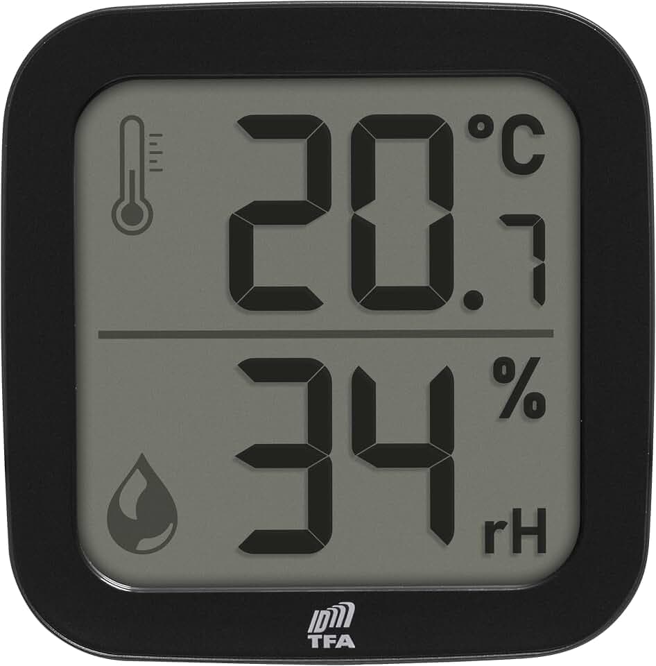 TFA Dostmann TFA-ID Innen Sensor für Raumtemperatur und Feuchte ID-A0 Indoor, 30.3908, für TFA.me Stationen, zur Temperaturkontrolle und Feuchtekontrolle, innen, 100m Reichweite, 868 MHz, schwarz