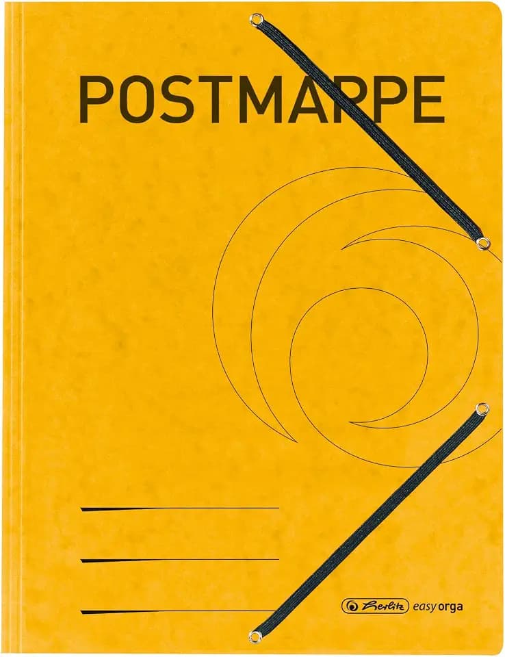 Herlitz Postmappe A4 mit Gummizug, gelb, 1 Stück | Karton, 1 Mappe