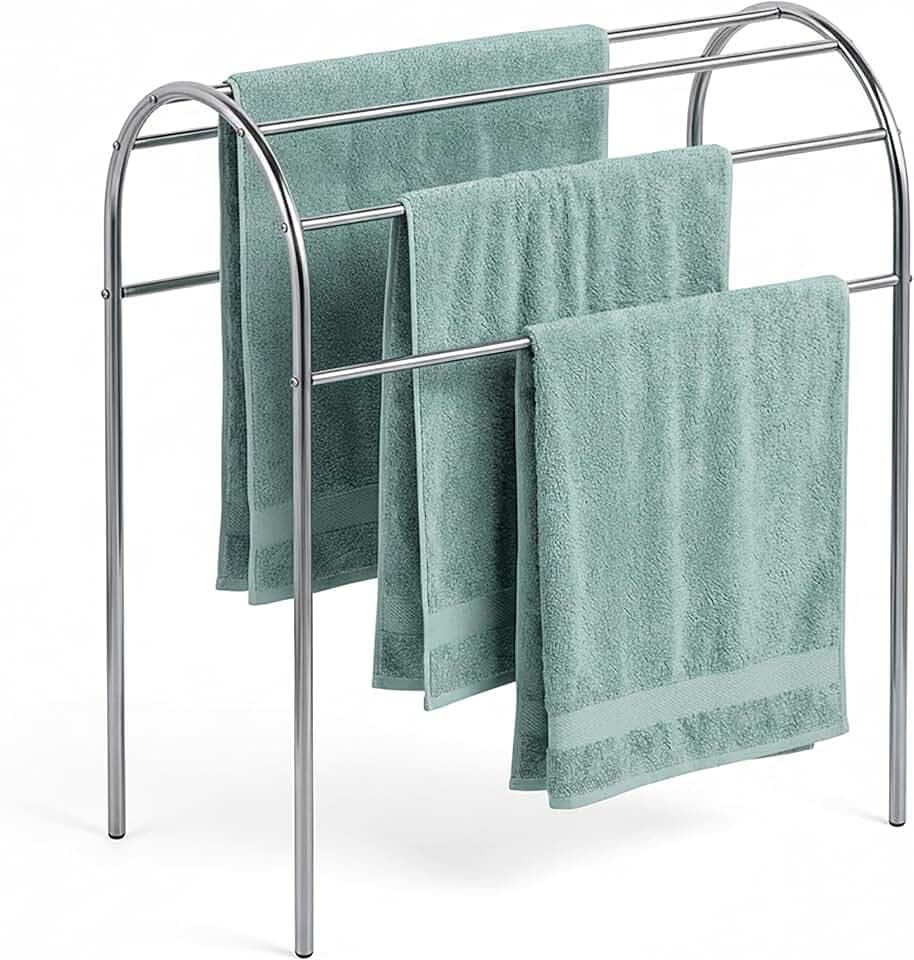 Relaxdays Handtuchständer, HBT: 81,5 x 78 x 29,5 cm, Edelstahl, Silber