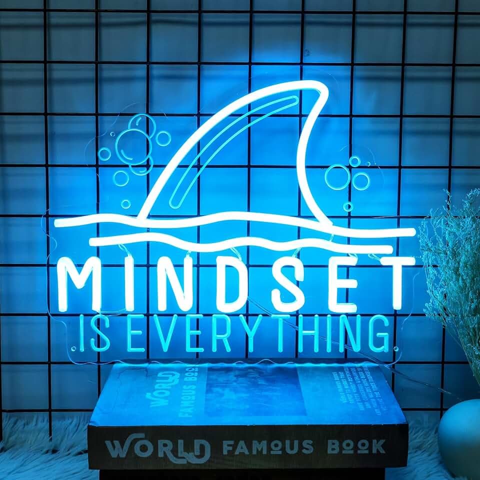 Motivational Neon Sign for Office Decor, Mindset Is Everything Wall Art