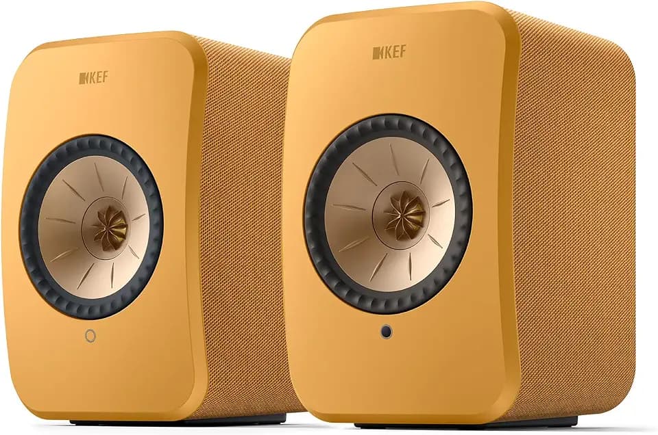 KEF LSX II Wireless Bookshelf Speakers (Pair, Amber Haze) - Active Powered HiFi Speaker System with HDMI ARC, AirPlay 2 & Wi-Fi Streaming