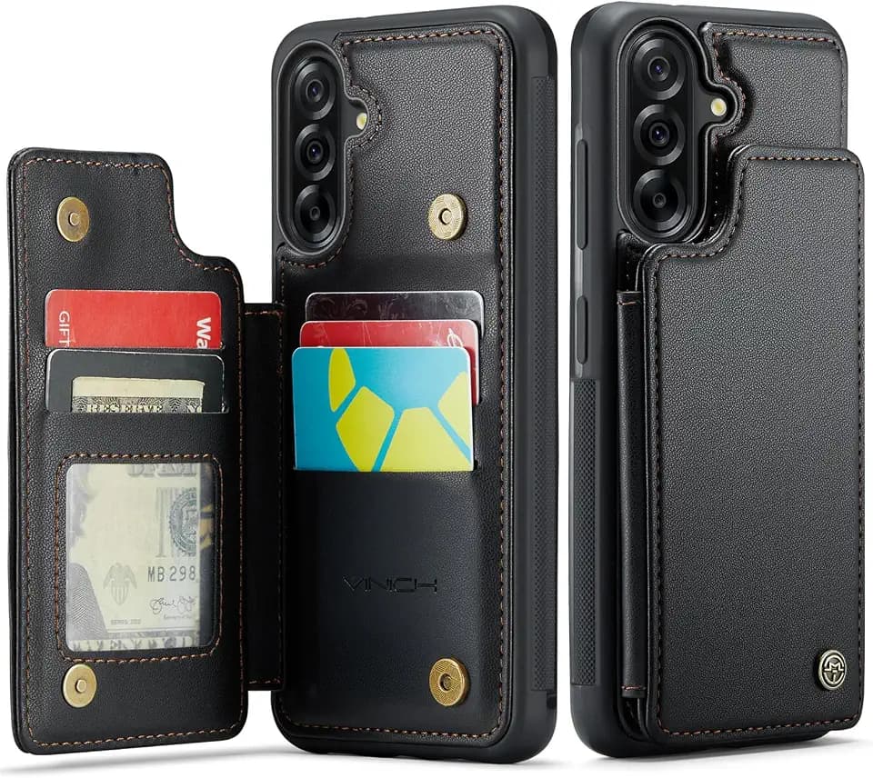 Vinich for Samsung Galaxy A36 Wallet Case with Card Holder, Black