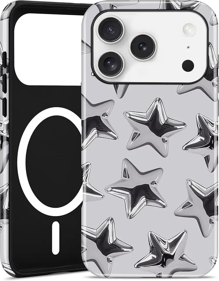Magnetic Star Phone Case for iPhone 18 Pro/17 Pro, Silver