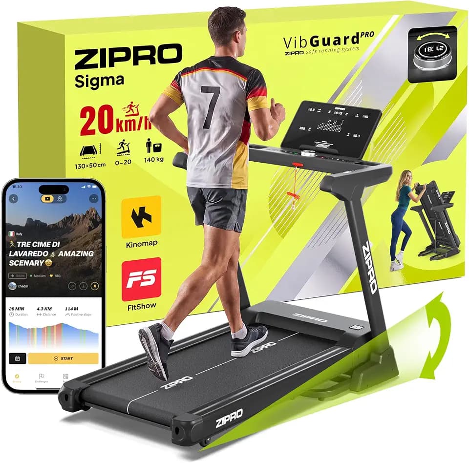 ZIPRO Laufband 20 km/h klappbar 50 cm breite Lauffläche für Zuhause