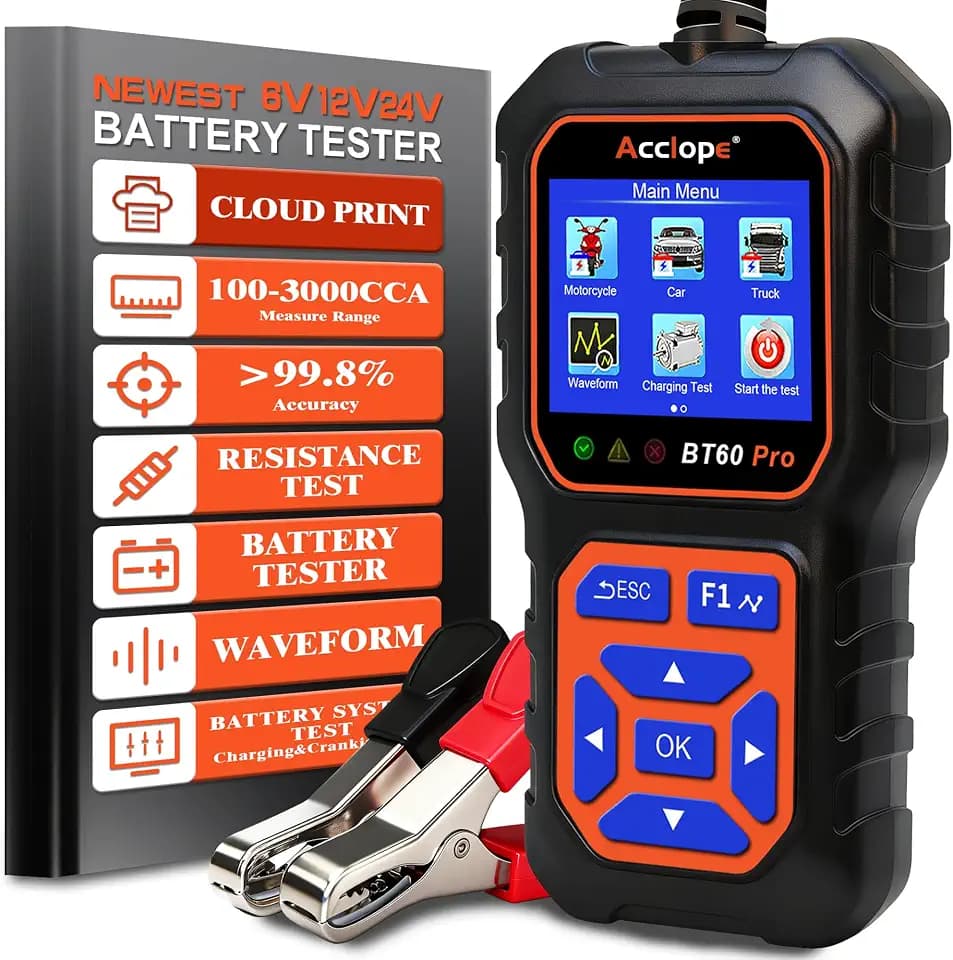 BT60 PRO Autobatterie Tester mit Cloud-Druck 100-3000 CCA, 6V 12V 24V AGM Lithium Gel Batterieprüfer Lade- und Anlasssystem Digitaler Analyzer für Fahrzeuge und LKWs