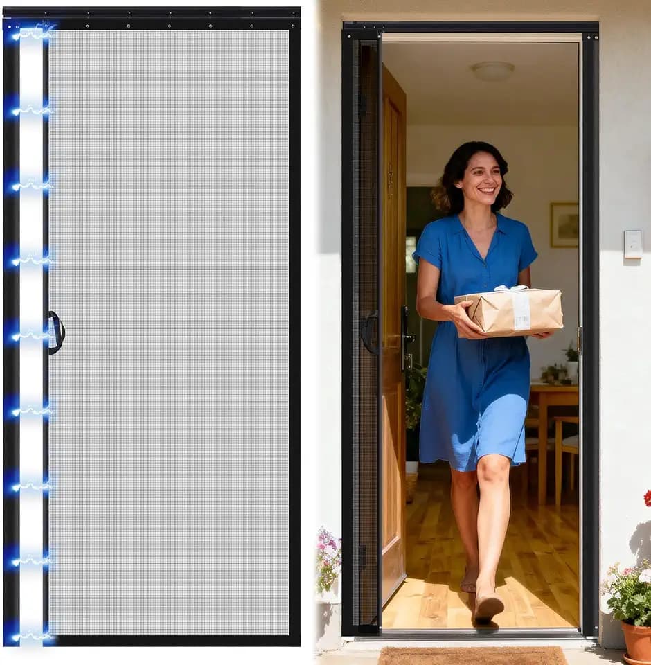Beeveer Retractable Screen Door with Sliding Track Fits Door Size 33" x 80"