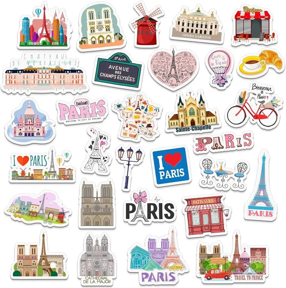 Konohan 30 Pcs Paris Souvenir Magnets for Refrigerator