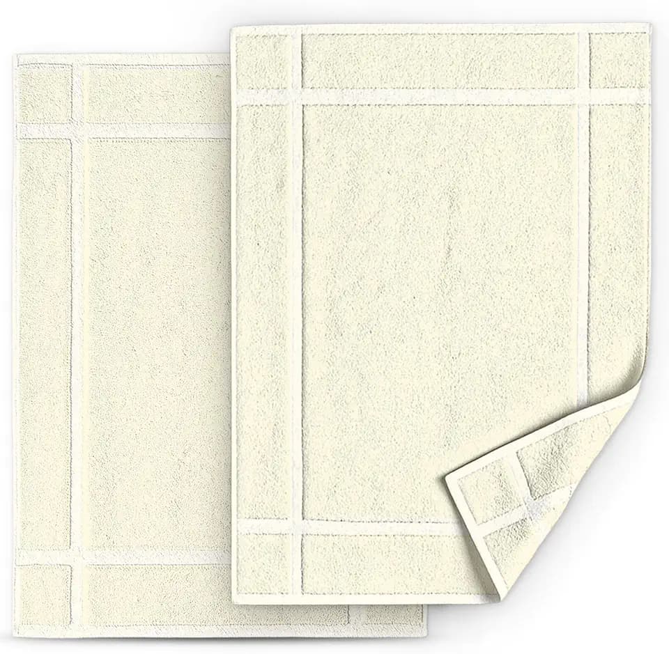 Pearl Linens 2 Pack Cotton Bath Mats for Bathroom,18" X 25", Ivory