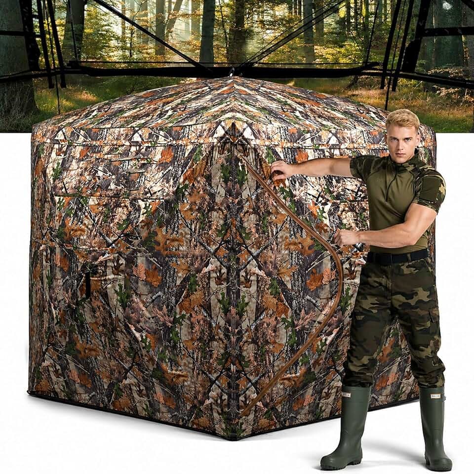 FUNHORUN Hunting Blind 270/360 See Through Ground Blind, Pop Up Deer Blind