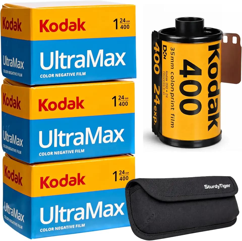 Kodak Ultramax 400 35mm Film Roll 24 Exp 3 Rolls with Sturdy Tiger Case