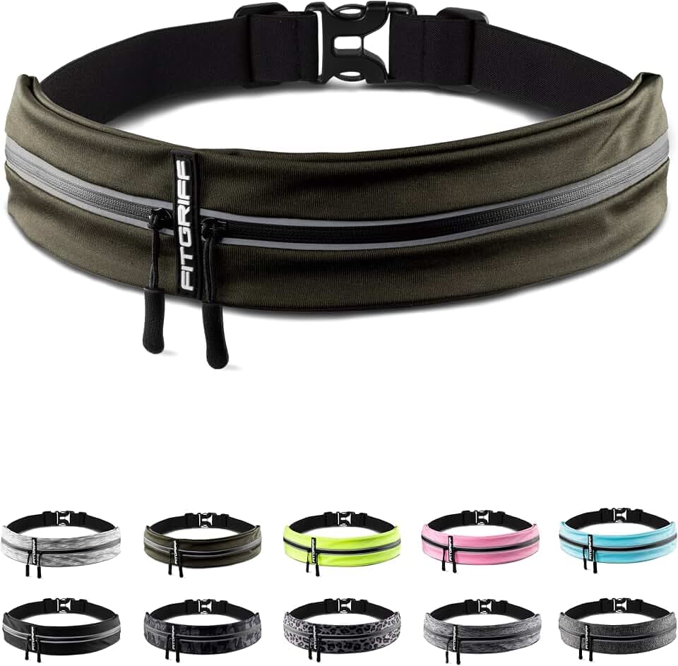 Fitgriff® Laufgürtel für Handy - Lauftasche Jogging, Hüfttasche, Sportgürtel, Running Belt zum Joggen, Laufen, Sport, Fitness - passend für alle Smartphones