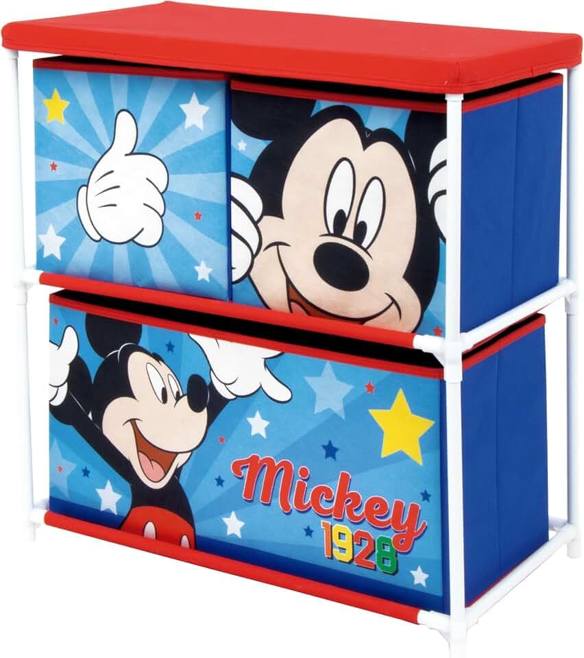 ARDITEX WD14918 Disney Mickey Regal mit 3 Textilbehältern, 53 x 30 x 60 cm