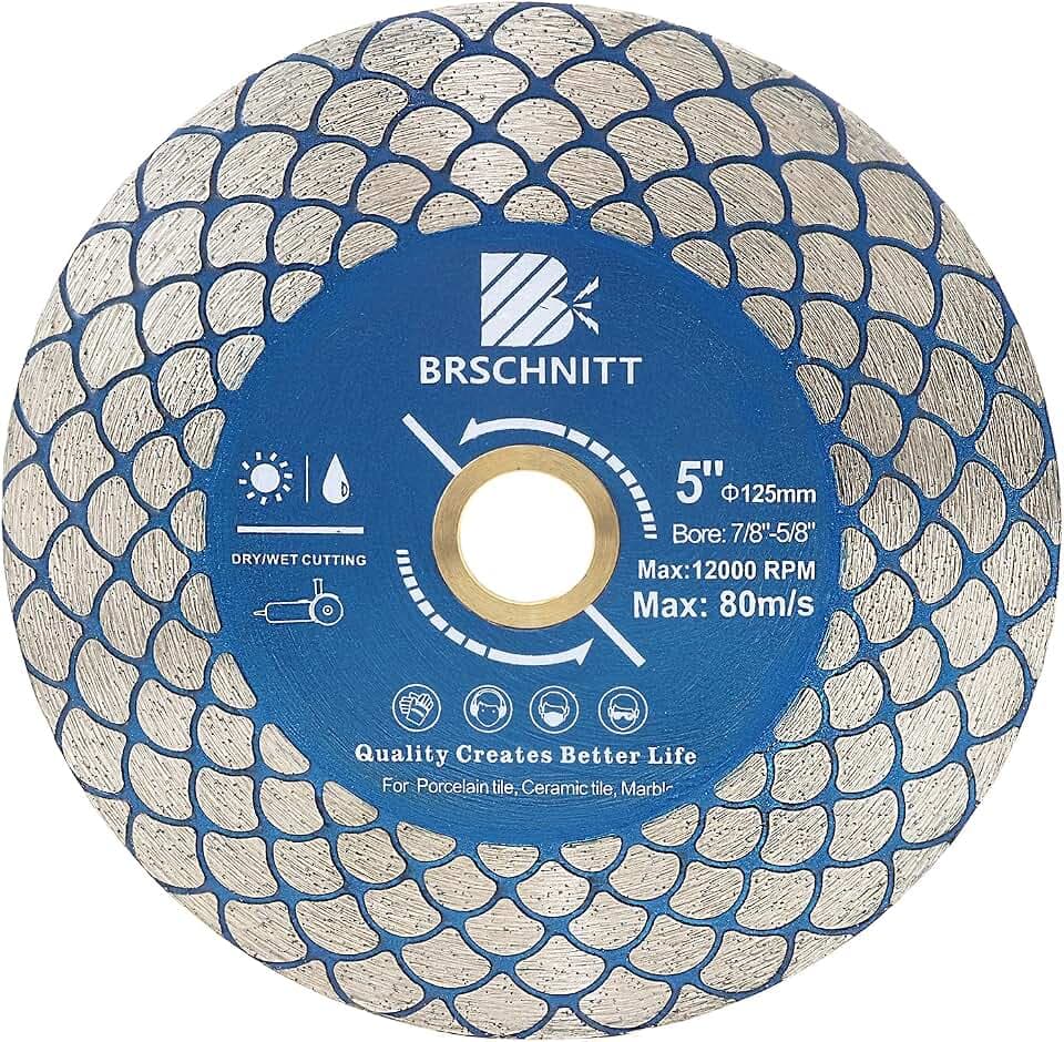 Diamant Trennscheibe 125mm - BRSCHNITT Doppelseitig zum Schneiden und Schleifen Granit Marmor Fliese Natursteine.