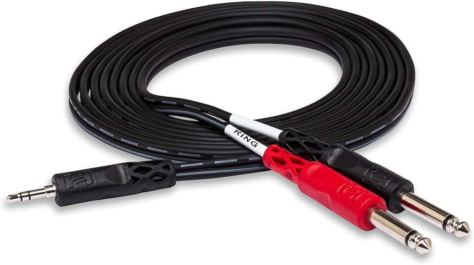 Hosa CMP-159 Stereo Breakout Cable, 3.5 mm TRS to Dual 1/4 Inch TS, 10 Feet
