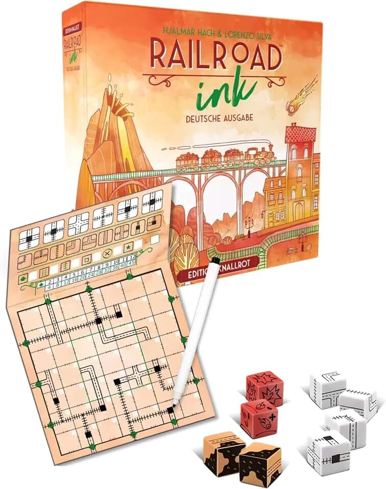 Heidelberger Spieleverlag, Horrible Guild HR013 - Railroad Ink: Edition Knallrot - Würfelspiel, für 1-6 Spieler, ab 8 Jahren - Deutsch, Rot