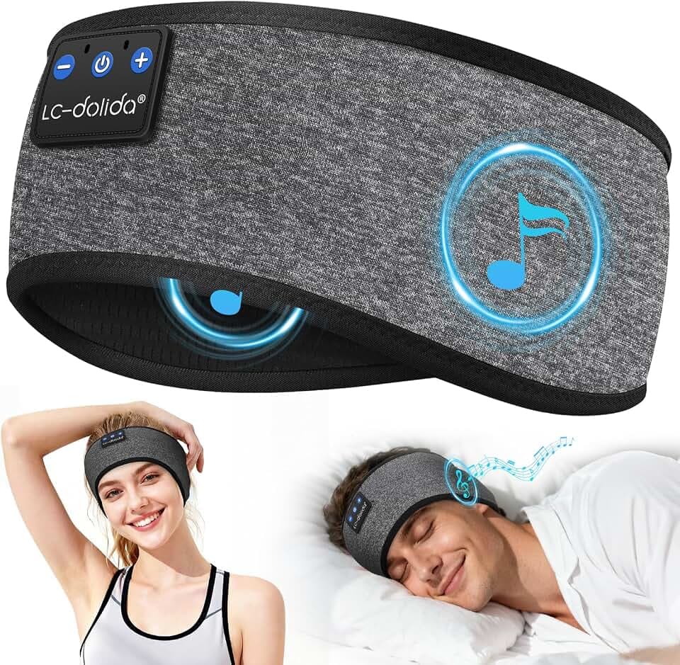 LC-dolida Schlafkopfhörer Bluetooth Sport Stirnband, 15h Akku & HiFi-Stereo