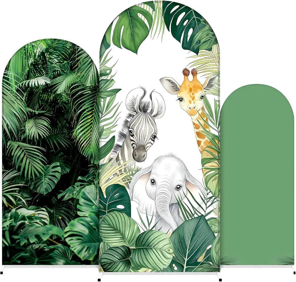 Safari Arch Backdrop Cover,Leaves, Animal