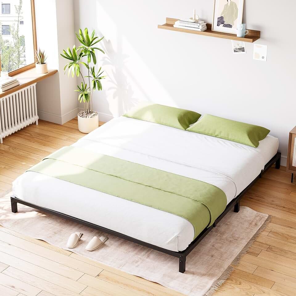 IDEALHOUSE 8 Inch Full Bed Frame No Box Spring Needed, Heavy Duty Metal Platform Bed Frame Full Size for Bedroom Easy Assembly, Noise Free, Black, Full