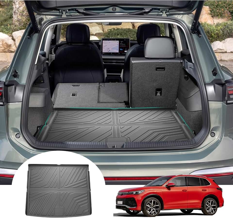 GAFAT Kompatibel mit Neu VW Tiguan 3 2024 2025 2026 Kofferraummatte, Leicht zu Falten, Ti-guαn III ab Bj. 2024- TPE Allwetter Kofferraumwanne, Hohe Kante 3D Scannen Multifunktion Matte