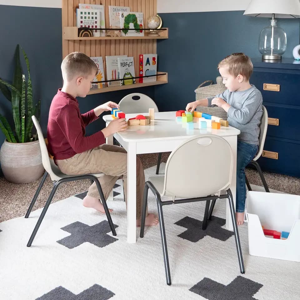 Backyard Discovery 12" Kid's Stacking Chairs-4 Pack-Ivory