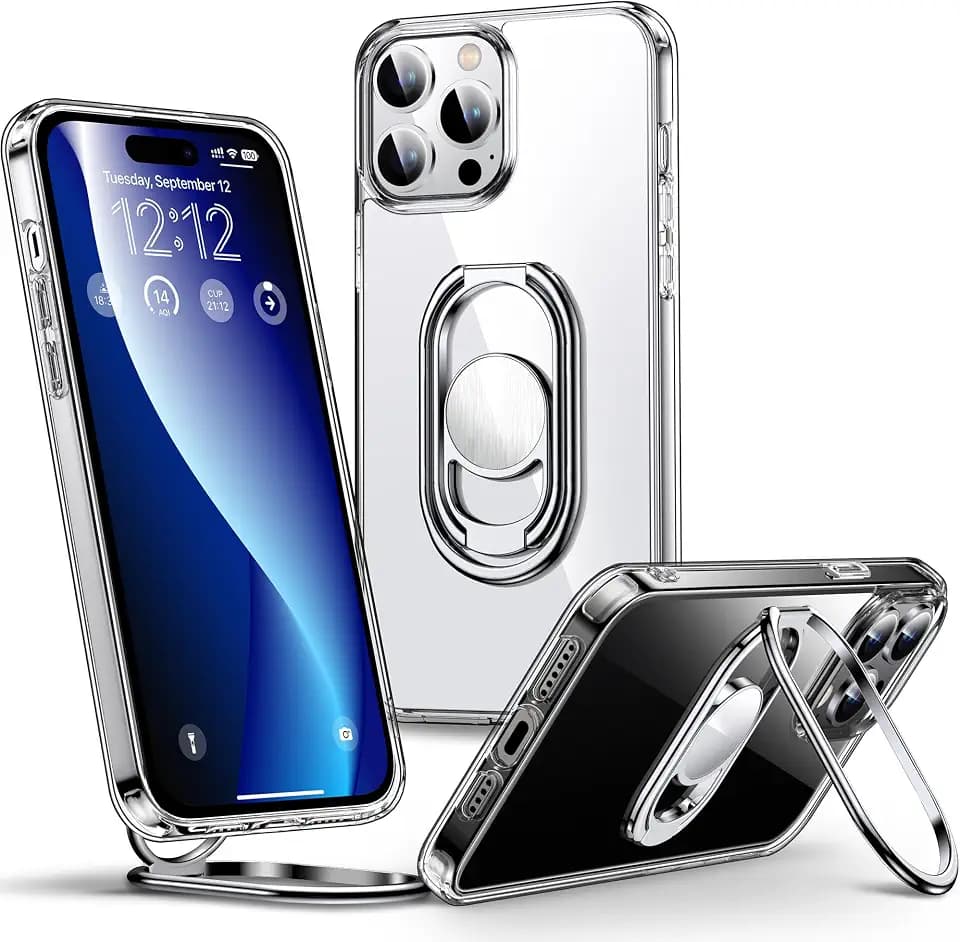 Shields Up for iPhone 15 Pro Max Case with Stand, 2-Way Stand, 6.7", Clear