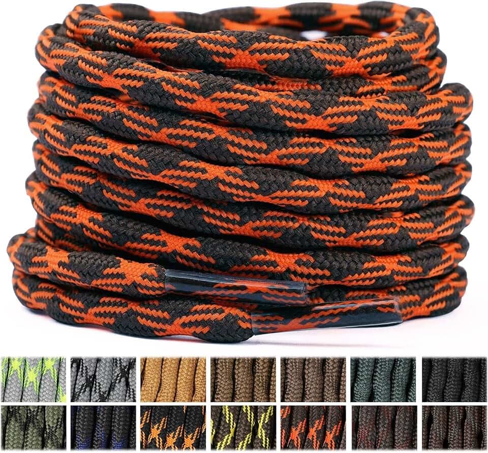 Stepace 2 Paar Rund Robuste Schnürsenkel für Wanderschuhe 4.5mm