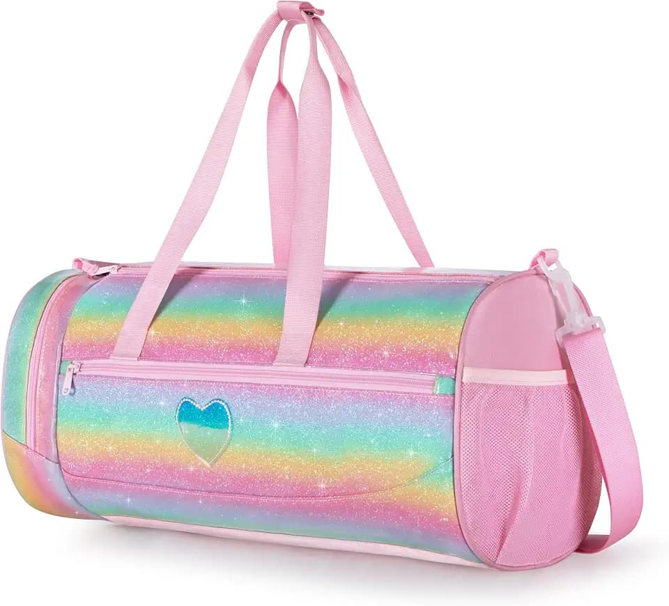 Smasrob Dance Bag for Girls, Ballet Bag with Full Open, Pink