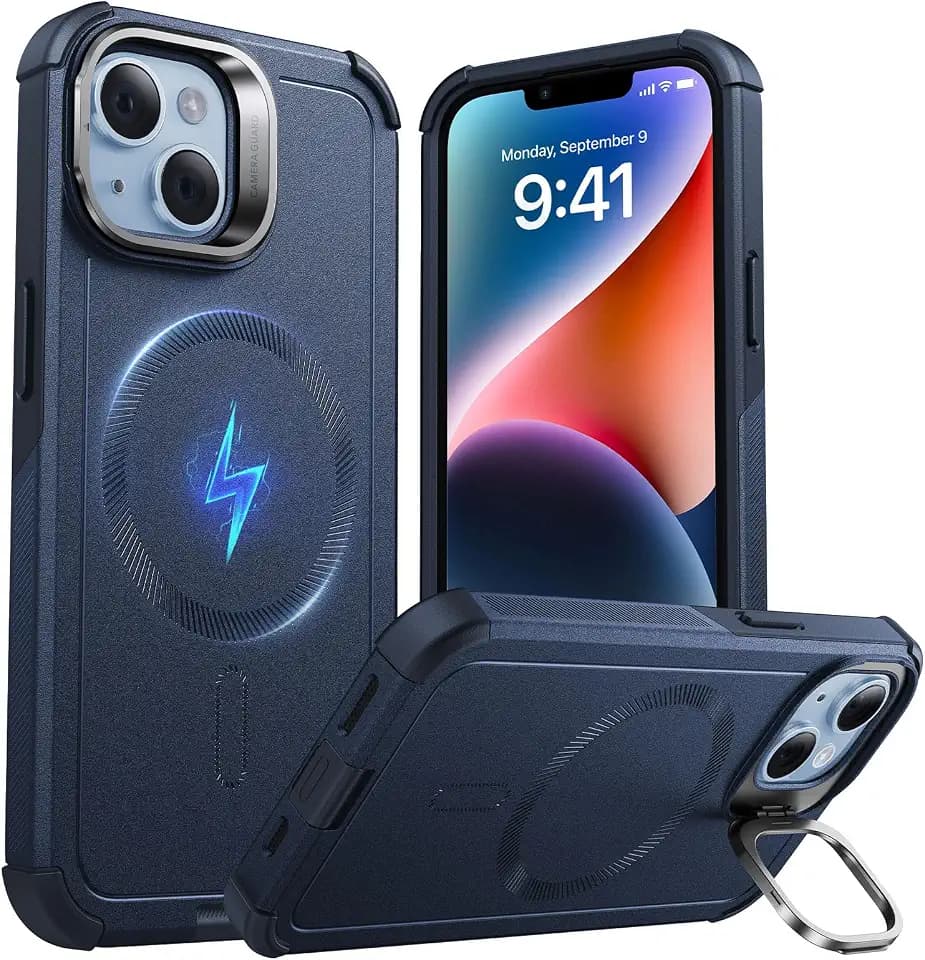 ESR Cyber Tough for iPhone 14/13 Case with Flex Stand, Dark Blue