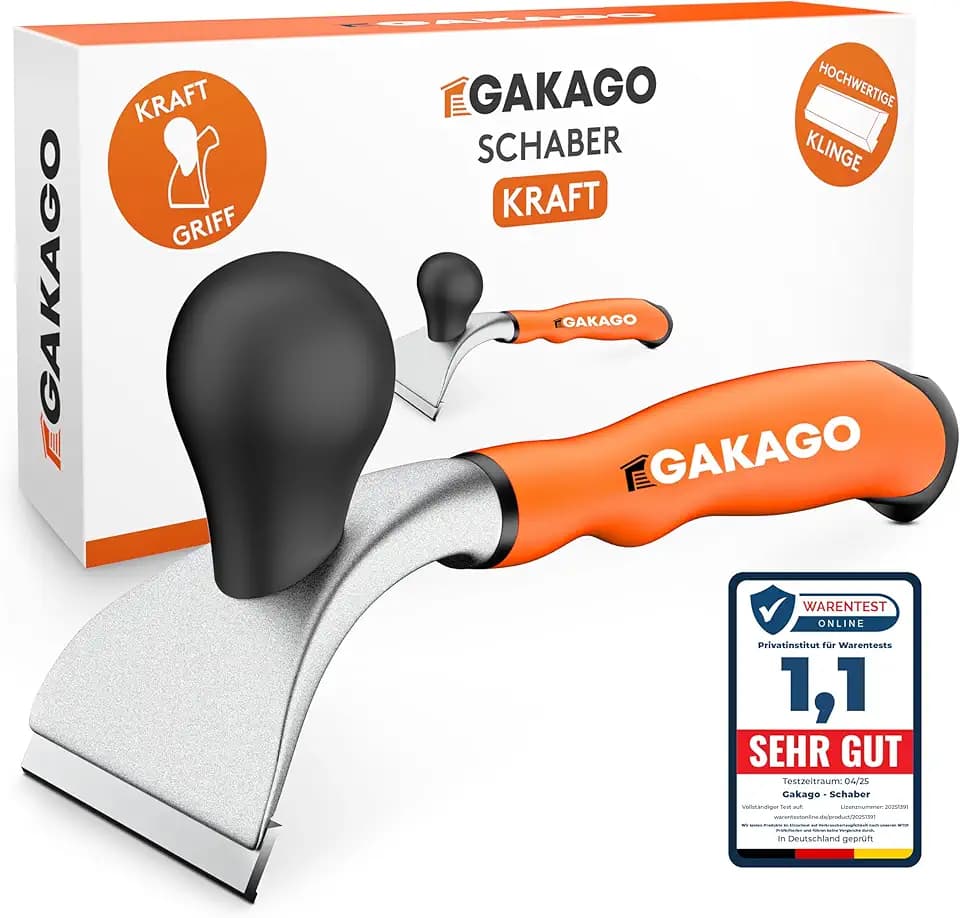 Gakago Kraft-Schaber - Hochwertige 65mm Ziehklinge aus langlebigen Wolframcarbid - Ergonomisch & rutschfester Universalschaber für Holz, Metall, Beton oder Stein - Leicht & handlich beim Arbeiten