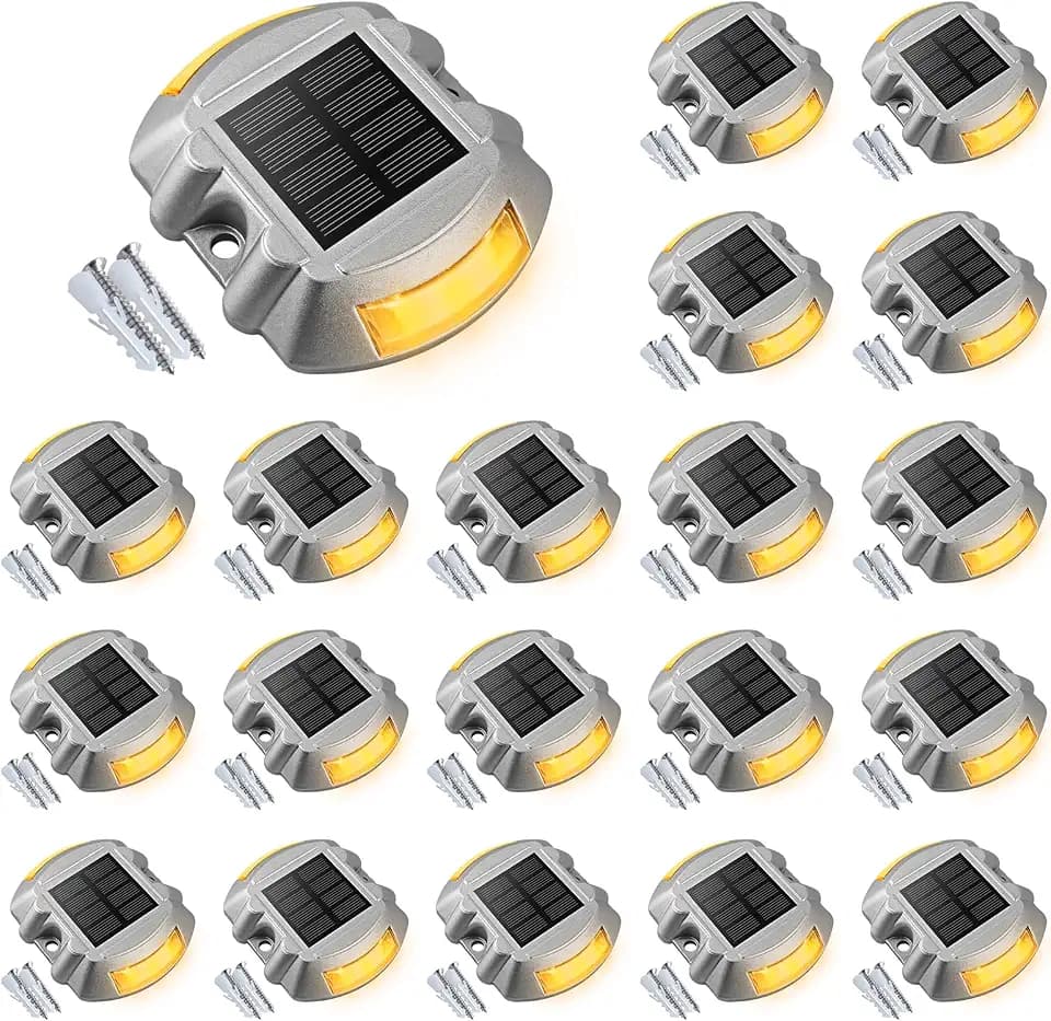 VOLISUN Solar Deck Driveway Dock Lights,Solar Pathway Lights,Warm 20 Pack
