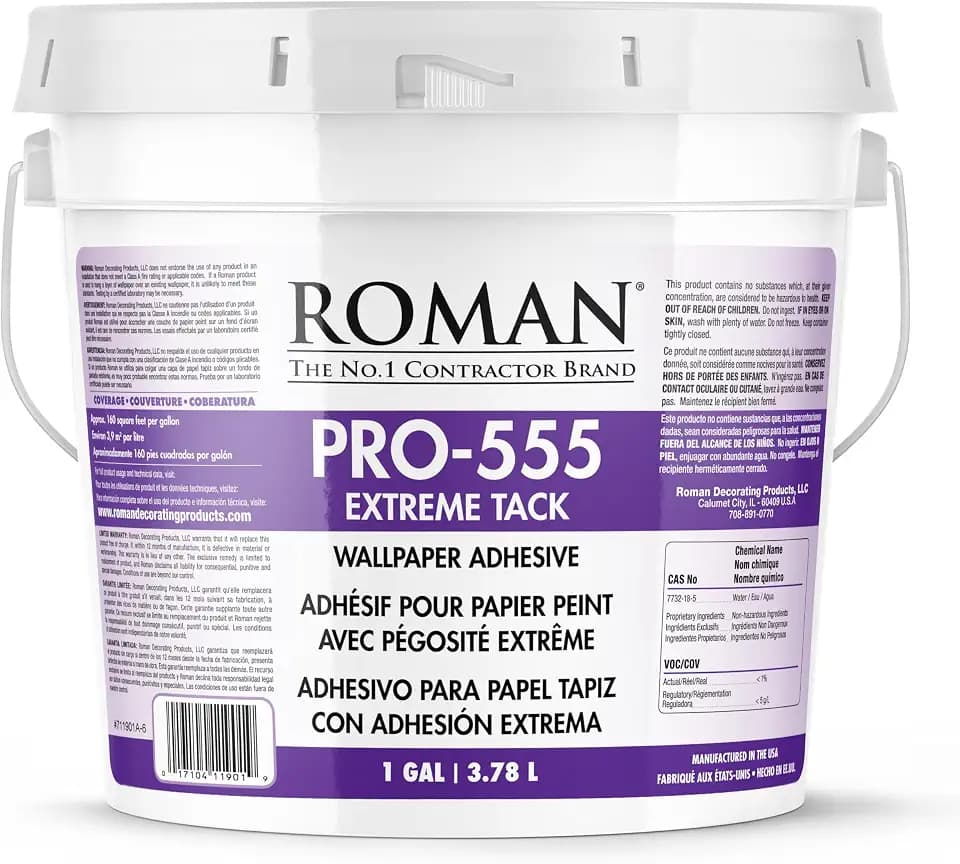 Roman PRO-555 Extreme Tack Wallpaper Adhesive, Tan, 1-Gallon