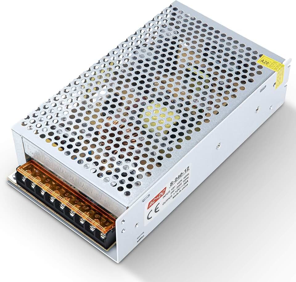 Kingwen Schaltnetzteil 12V 20A Netzteil Adapter Transformator 240W LED Trafo,Netzteil Trafo Schaltnetzteil für LED Streifen,AC 100V / 240V to DC 12V 20A 240W.