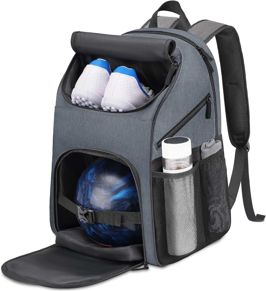 Bosynoy Bowling Backpack, Single Bowling Ball Bag with Shoe Compartment