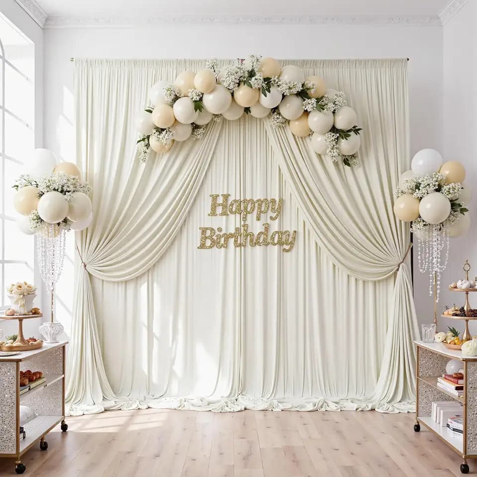 20ftx10ft Wrinkle Free Beige Backdrop Curtains for Parties, Silky Polyester Photo Backdrop Drapes 4 Panels 5x10ft Back Drop Cloth for Wedding Birthday Baby Shower Photography Background