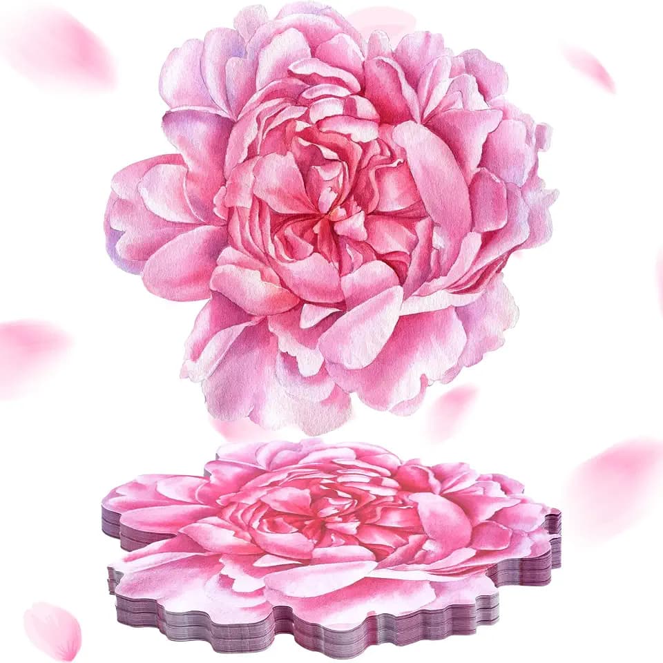 Glenmal 100 Pcs Peony Placemats Pink Floral Disposable Paper Place Mat Bulk