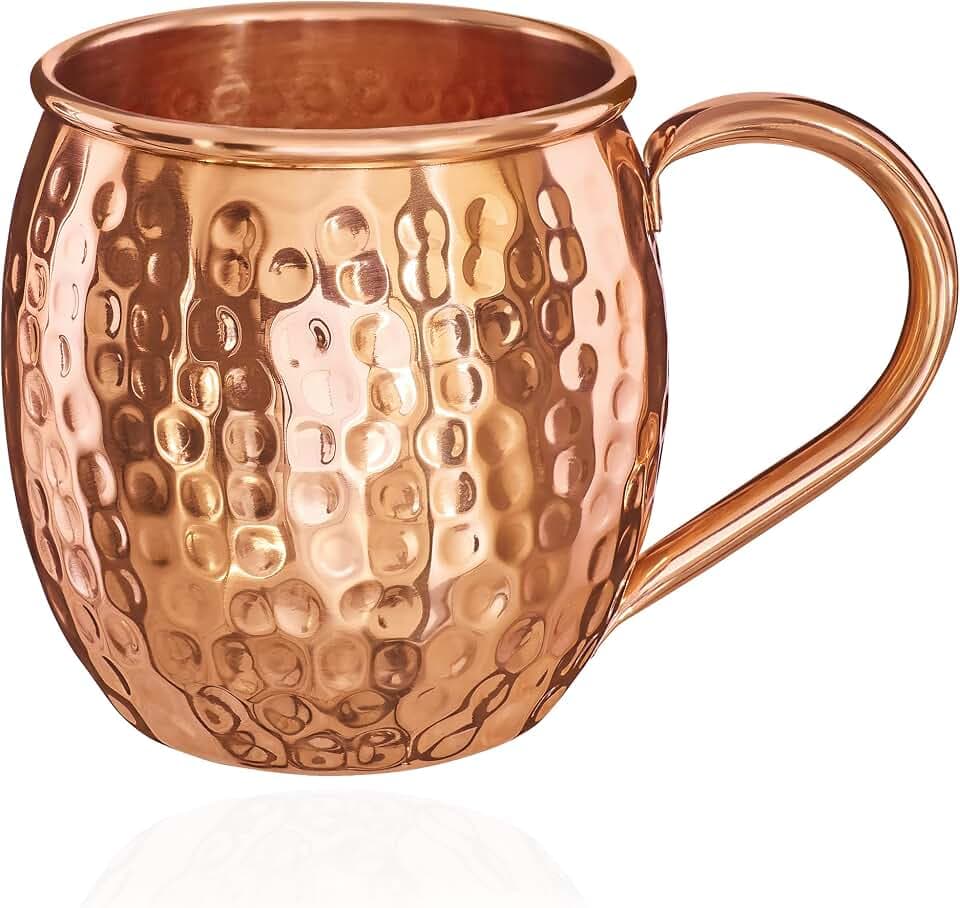 NKlaus Kupferbecher aus reinem Kupfer, oval, Moscow Mule, 500 ml, 140 g