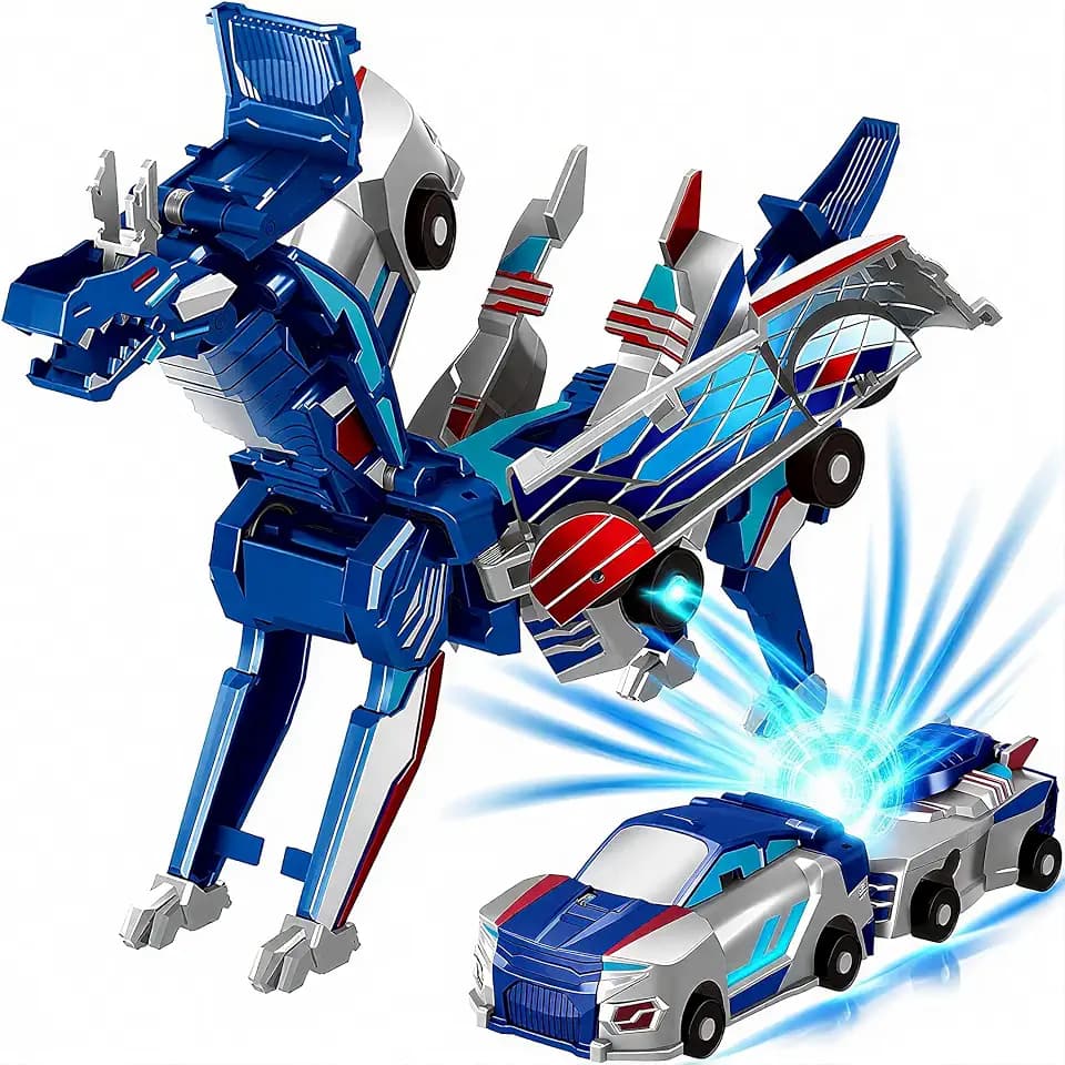 Magnetic Dinosaur Car Toy, 2-in-1 Crash Transform for Boys & Girls