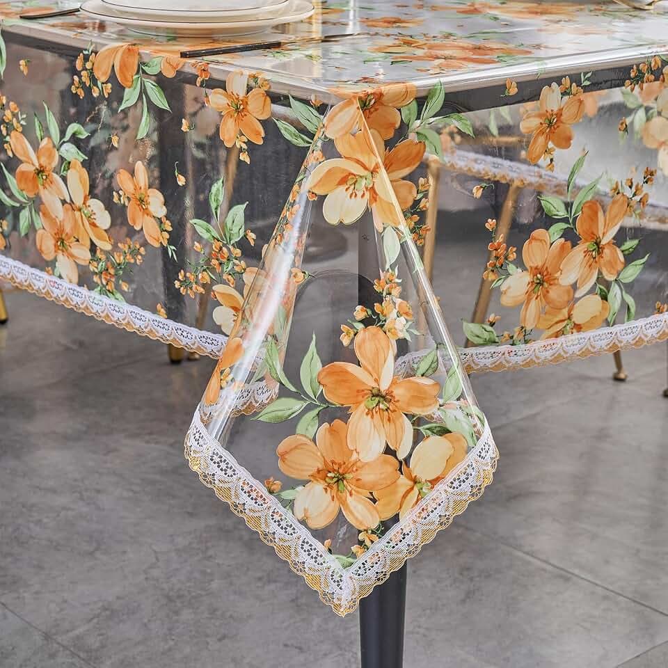 Clear Rectangle Tablecloth,Waterproof Vinyl Protective Cover