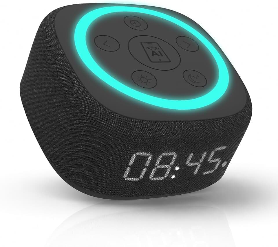 Gemini Home Speaker with AI Voice Assistant Access, Clock, Black (BRS-180)