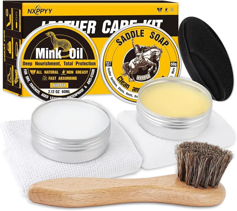 Leather Boot Care Kit, Mink Oil & Saddle Soap for Leather Cleaner & Boots