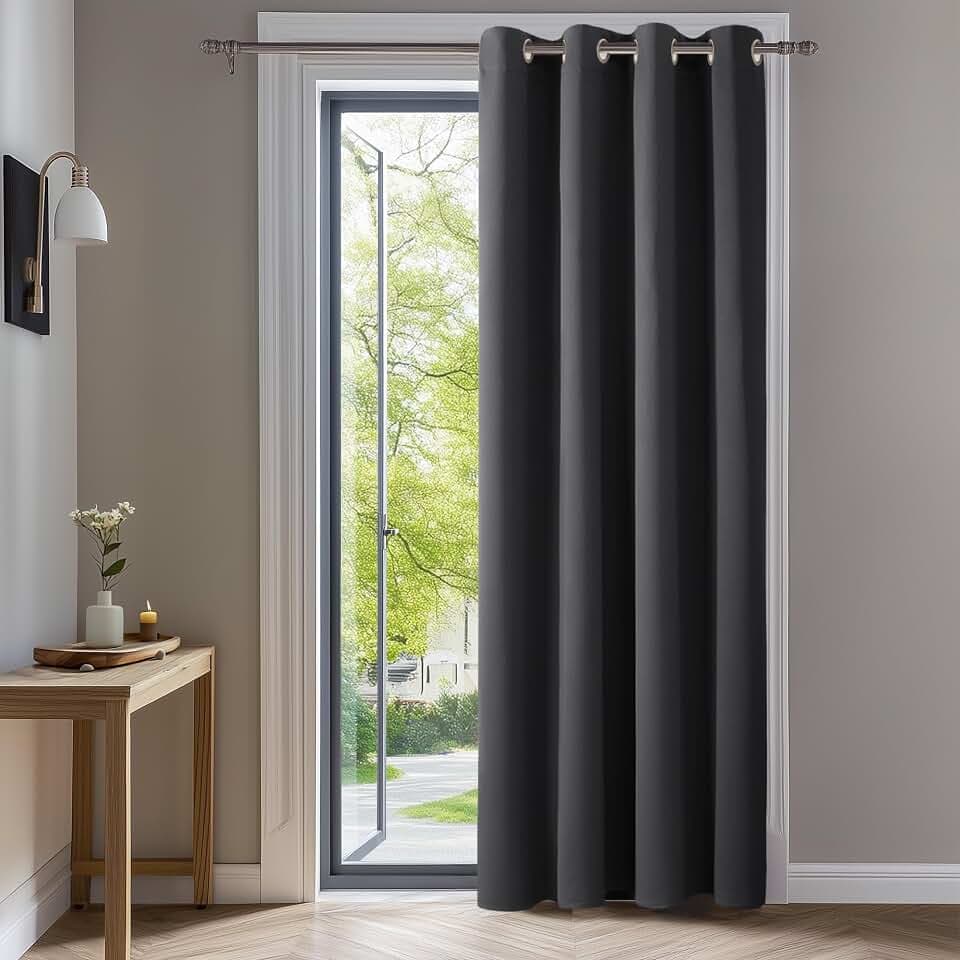 Deconovo Verdunklungsvorhänge mit Ösen Blickdicht Türvorhang Dunkelgrau | 1 Stück, H214 x B132 cm, Hitzeschutz Gardine, Blackout Curtain, Sichtschutz, Thermovorhang für Schlafzimmer und Wohnzimmer