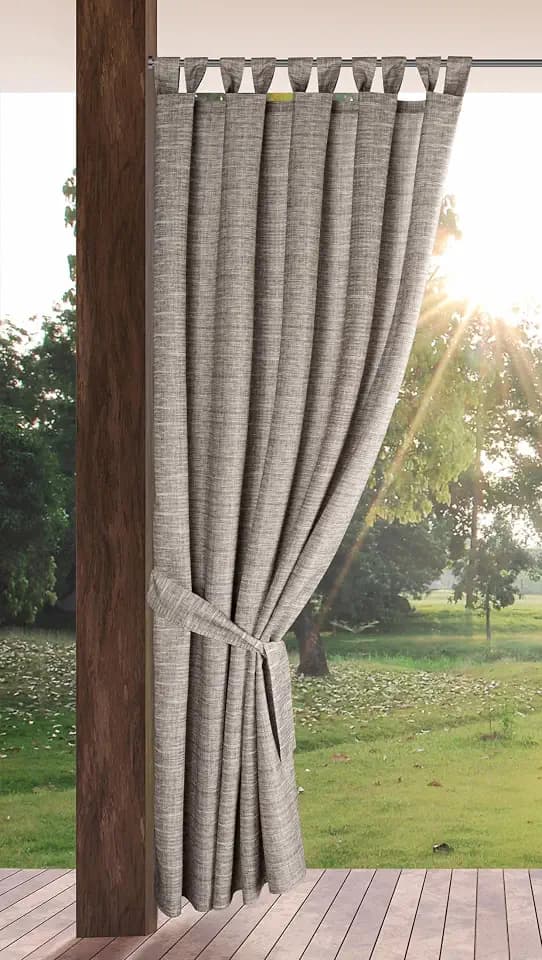 Eurofirany Garden Outdoor Vorhang mit Klett-Schlaufen, 1 Stück, Blickdicht & Wetterfest, UV-Schutz, für Balkon Terrasse Pergola Pavillon, H220 x B155 cm, Braun Meliert
