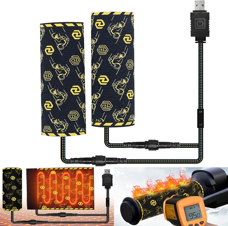 USB Heated Motorcycle Grips Cover, 5V ATV Hand Grip Heating Warmers