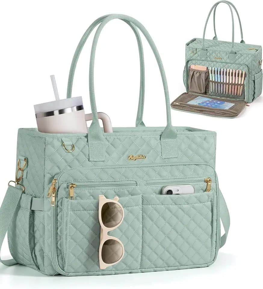Bagstellar Teacher Tote Bag for Women, 15.6" Laptop Work Tote Computer Bag