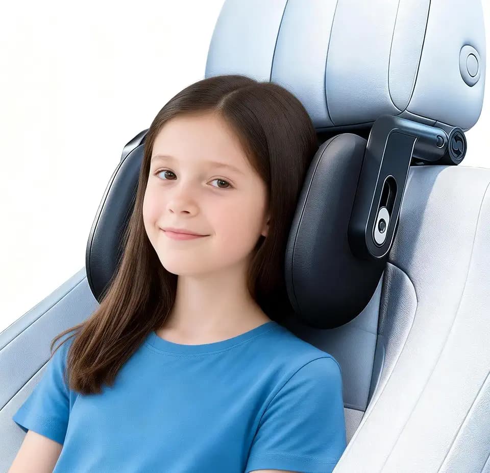 Opfstütze Auto Kinder, 2026 Upgrade Auto Nackenstütze 360° Drehbare Reise Autokissen, 3 Punkt Verbindung Verstellbare Autositz Kopfstütze, Atmungsaktive Memory Foam Nackenkissen für Kinder/Erwachsene