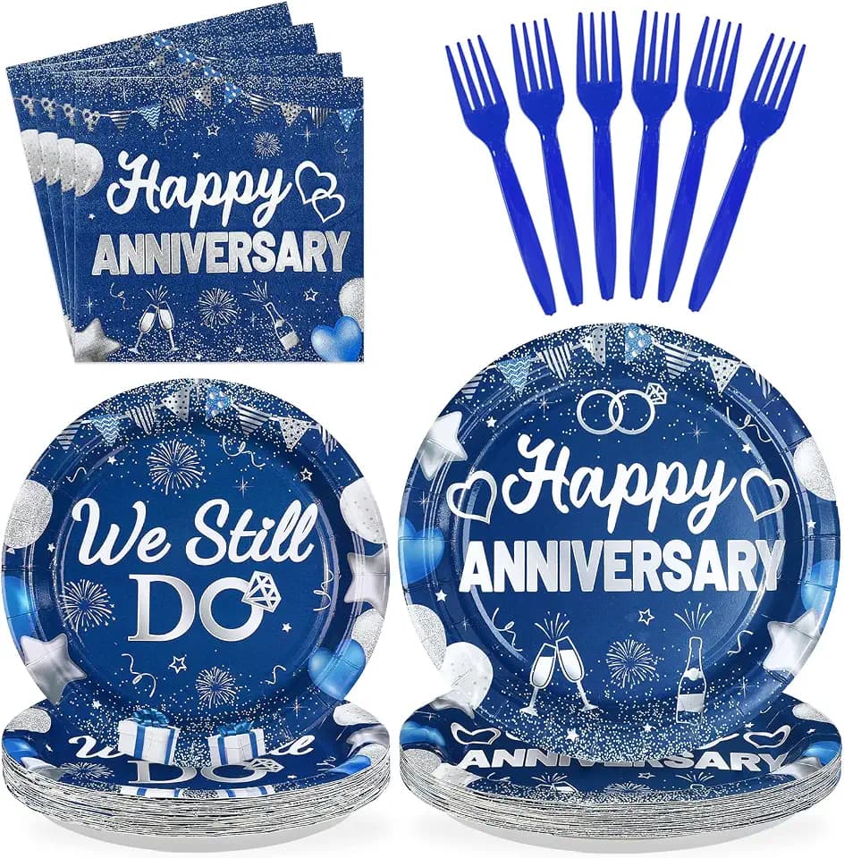 96Pcs Happy Anniversary Party Decorations for Couple Wedding Serves 24