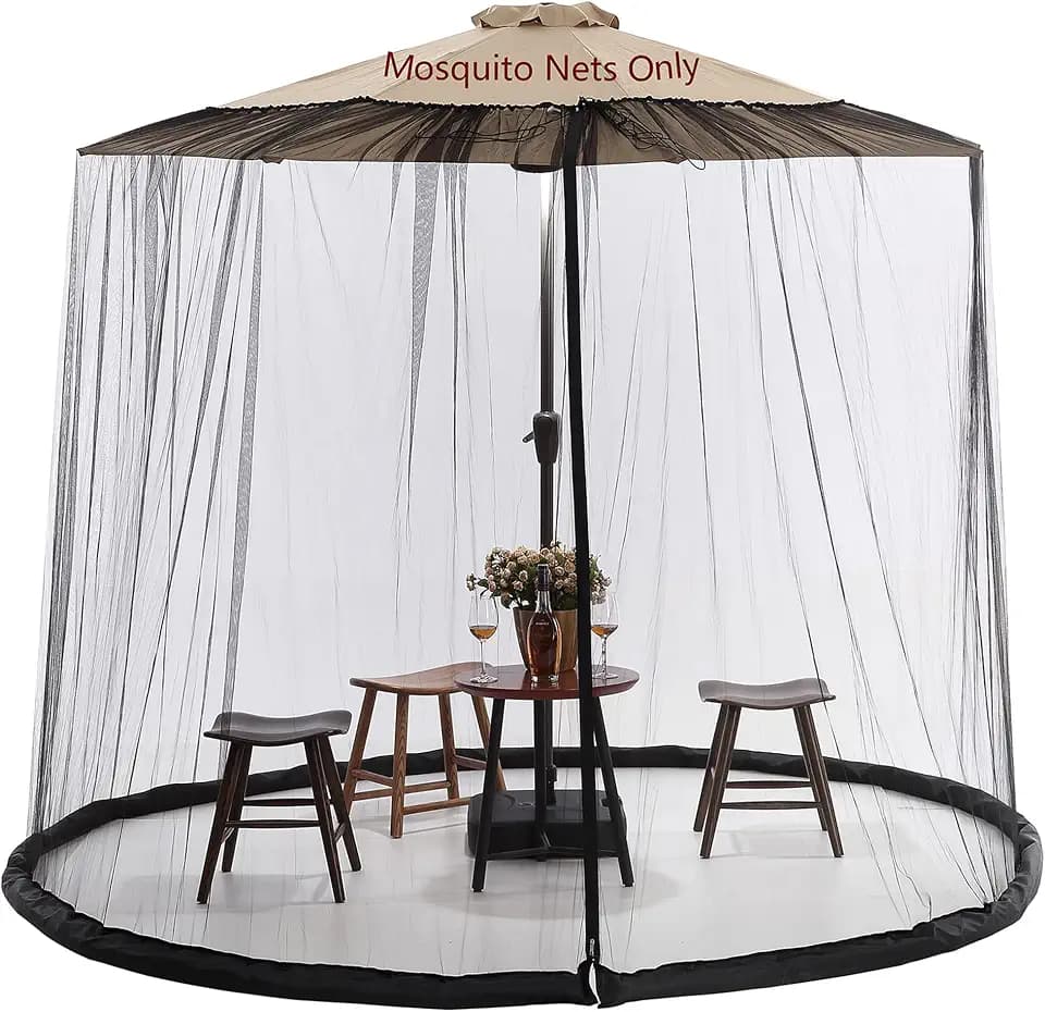 9/10 FT Mosquito Net for Patio Umbrella Outdoors Screen Polyester Hanging Tent(Mosquito Net Only)